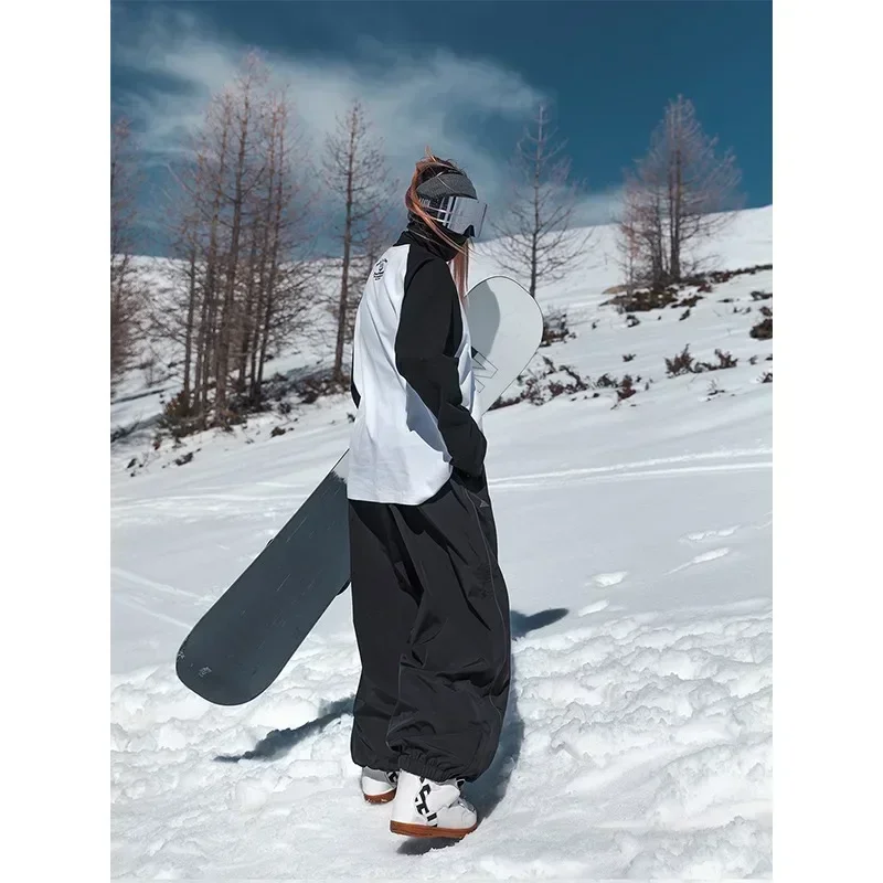 Fashion Single Board Ski Pants Casual Track  High Waist Wide Pants Waterproof Wear Resistant Professional Double Board Ski Pants