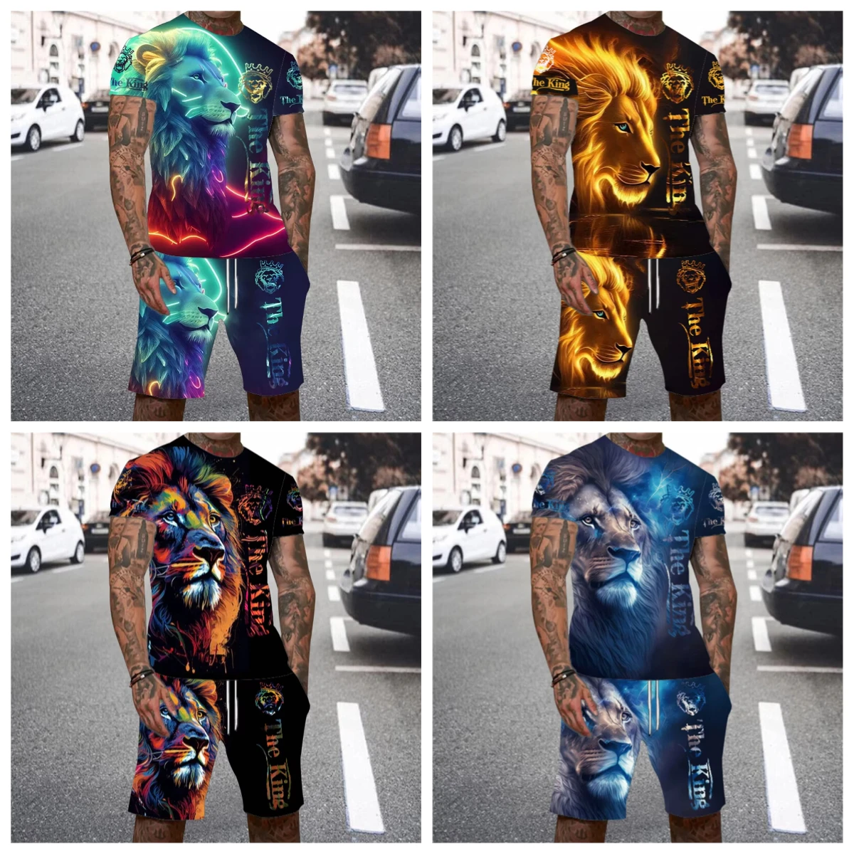 

25-26 Summer Hot-selling Fashion Trend Luxury Suit 3D Printing American Street Breathable Quick-drying T-shirt Shorts Set
