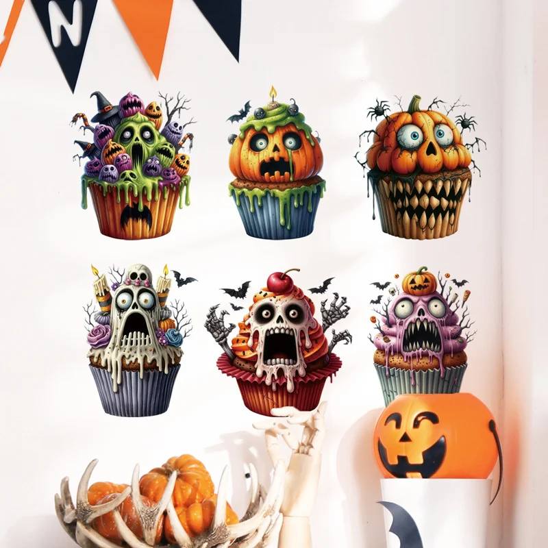 

Halloween Wall Sticker For Children Terrible Pumpkin Potted PVC Room Sticker Home Decoration Accessories Self-Adhesive Wallpaper
