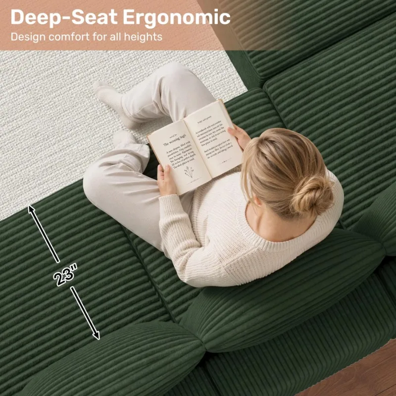 Modular retractable semi-circular combination sofa lounge chair with velvet padded deep seat