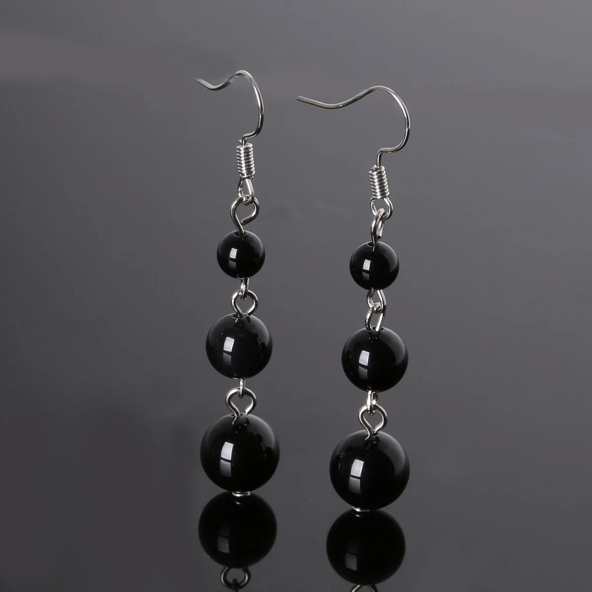 Natural Stone Amethyst Rose Quartz Agate Crystal 6MM 8MM 10MM Beads Dangle Earrings For Women Girls Jewelry Wedding Party Gift