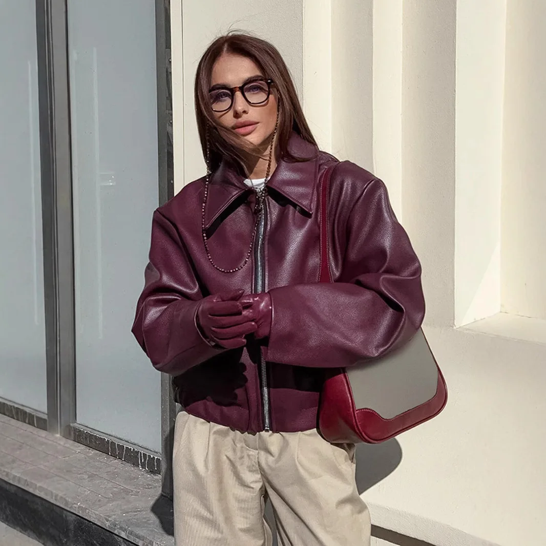 Motorcycle Style Leather Jacket Autumn Winter New Loose Coat Fashion Jacket New Women's Coat