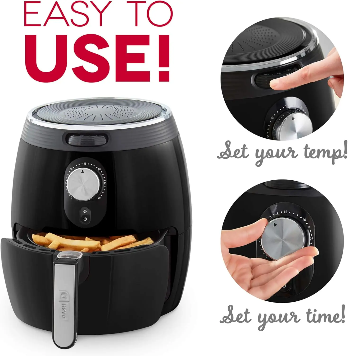 Air Fryer with Advanced Air Circulation Technology - Adjustable Temperature Control & Auto Shut-Off - Compact Nonstick Basket -