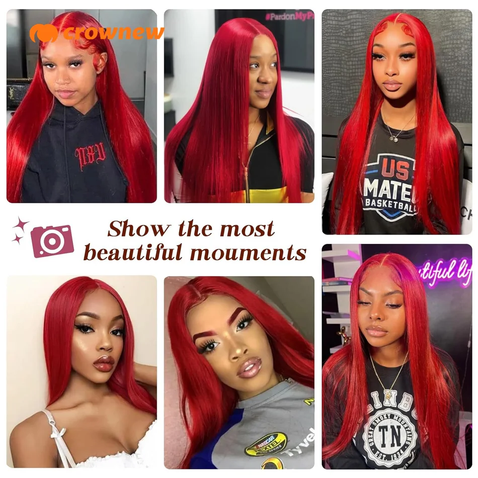 Red Lace Front Human Hair Wigs 13X4 Hd Lace Frontal Wig Human Hair 100% Straight Frontal Wig Human Hair Pre Plucked Cheap Wigs