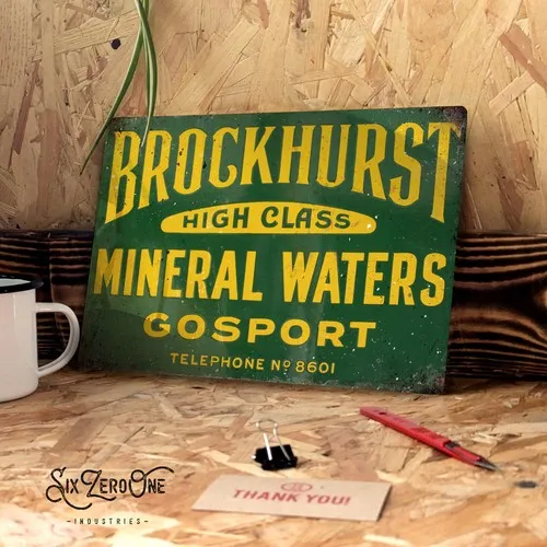 Brockhurst Mineral Water Metal Sign. Man Cave Home Bar Pub Vintage Wall Plaque --Tin Sign