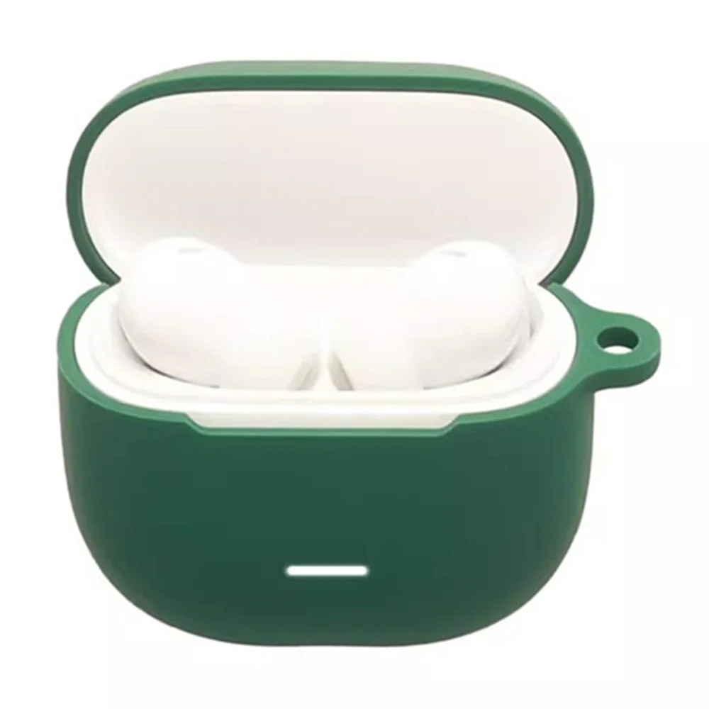 For Xiaomi Redmi Buds 8 Lite Silicone Case Wireless Earbuds Protective Cover with Anti-Lost Buckle - Blackish Green