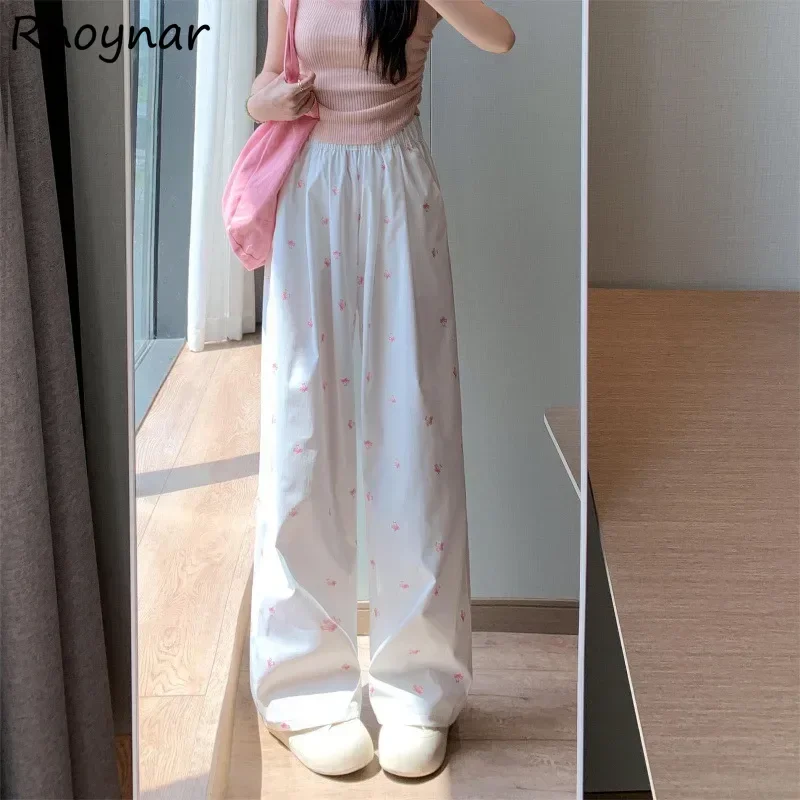 

Pants Women Casual Bow Vintage Korean Fashion Straight Sweet Lovely Girls Streetwear Daily Cozy Summer Trousers Popular Trendy