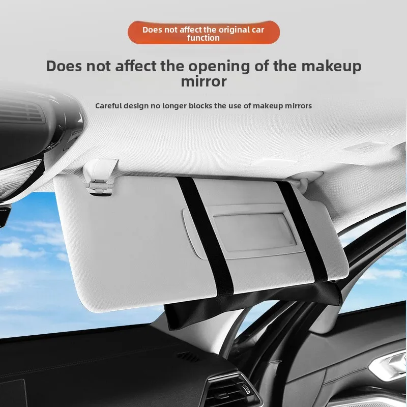 Creative car sun visor tissue holder, car-mounted leather sun visor hanging tissue case, car armrest box tissue box