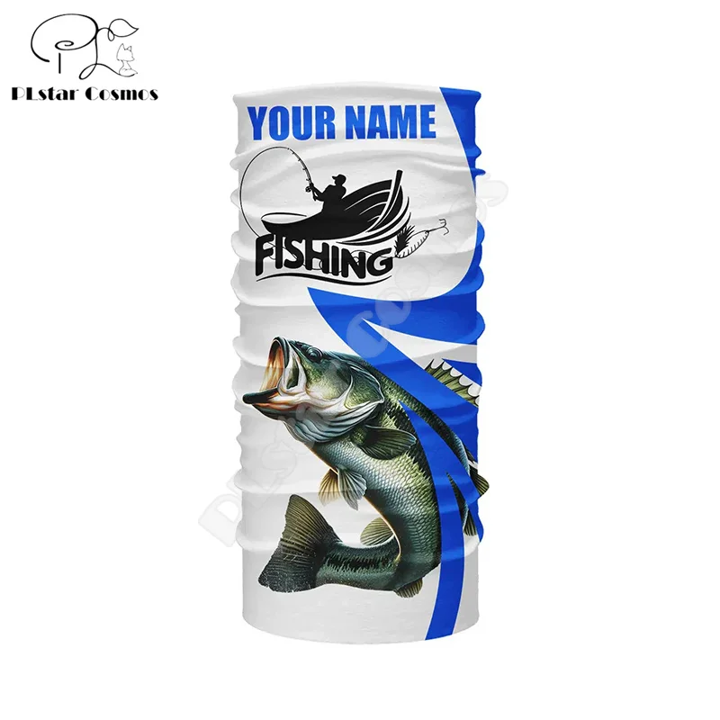 Custom Name Animal Bass Mahi Fishing Graffiti Gradient Fish Tattoo Retro 3DPrint Summer Harajuku Face Mask Headscarf Scarf A5