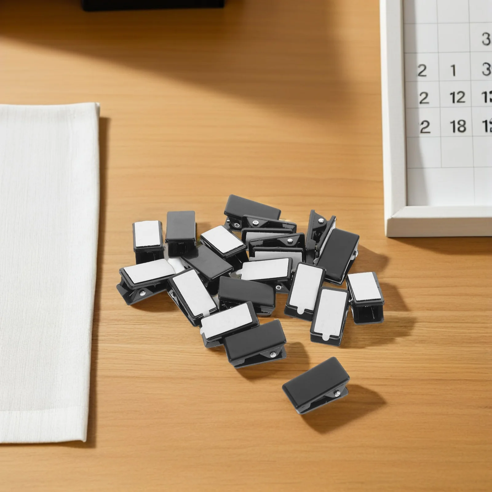 

20Pcs Self Adhesive Mini Wall Clips Black Sticky Picture Clamps for Hanging Photos Posters Office Organization