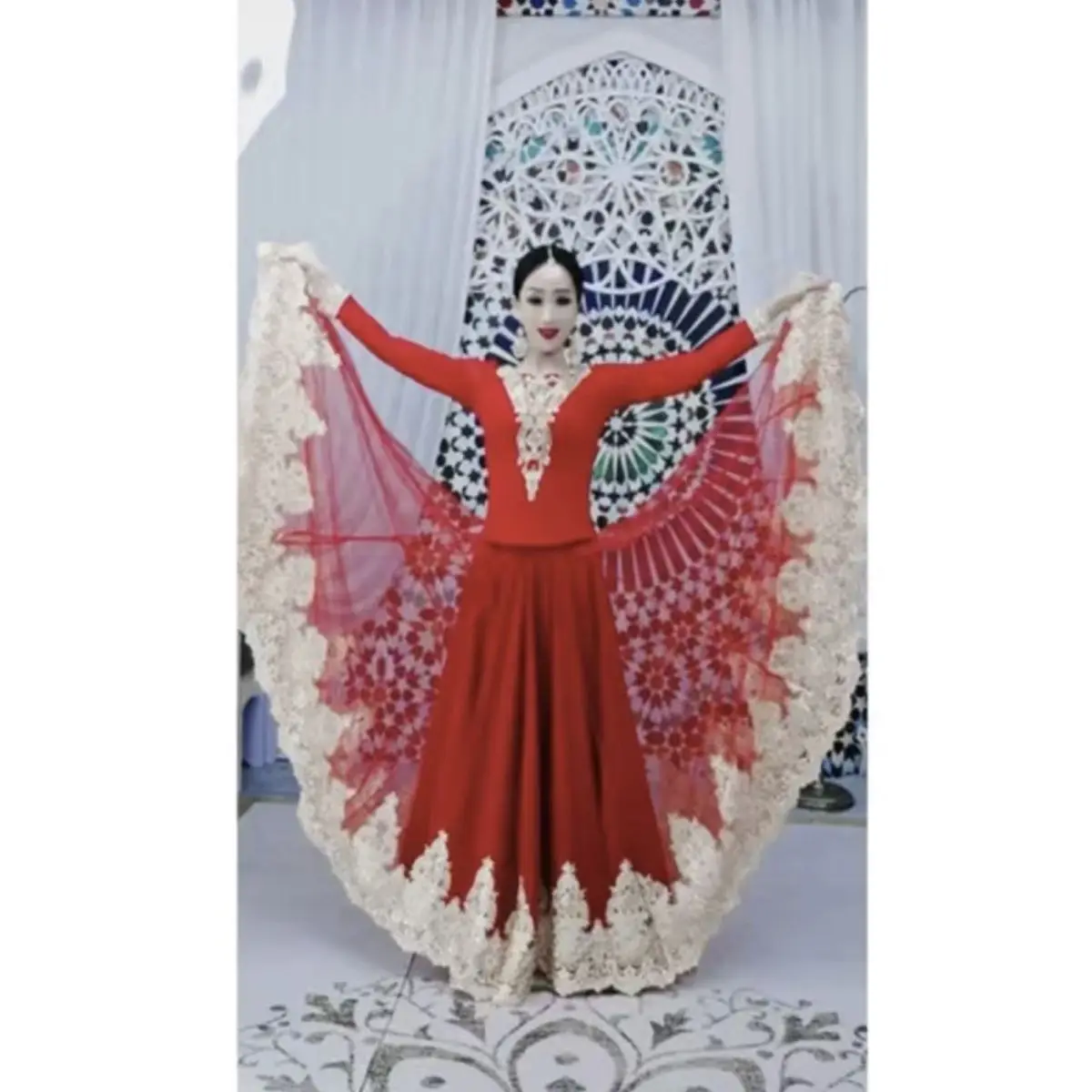 B199 Indian Xinjiang Exotic Dance Performance with Large Display, Elegant and Slim Ethnic Style 720 New Half Skirt Women's Wear