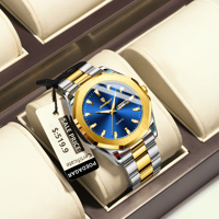 POEDAGAR Luxury Business Man Wristwatch Stainless Steel Week Date Men's Watch Waterproof Luminous Fashion Quartz Watches For Men