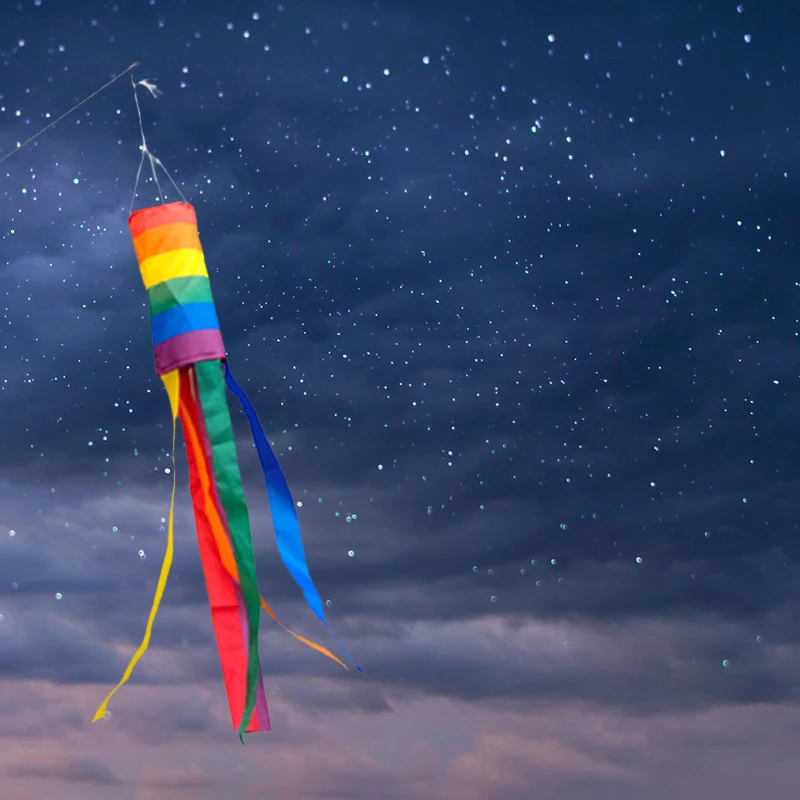100cm Rainbow Windsock  Flag Outdoor Courtyard Screen Printing Flag Wind Vane Durable And Interesting Outdoor Decoration