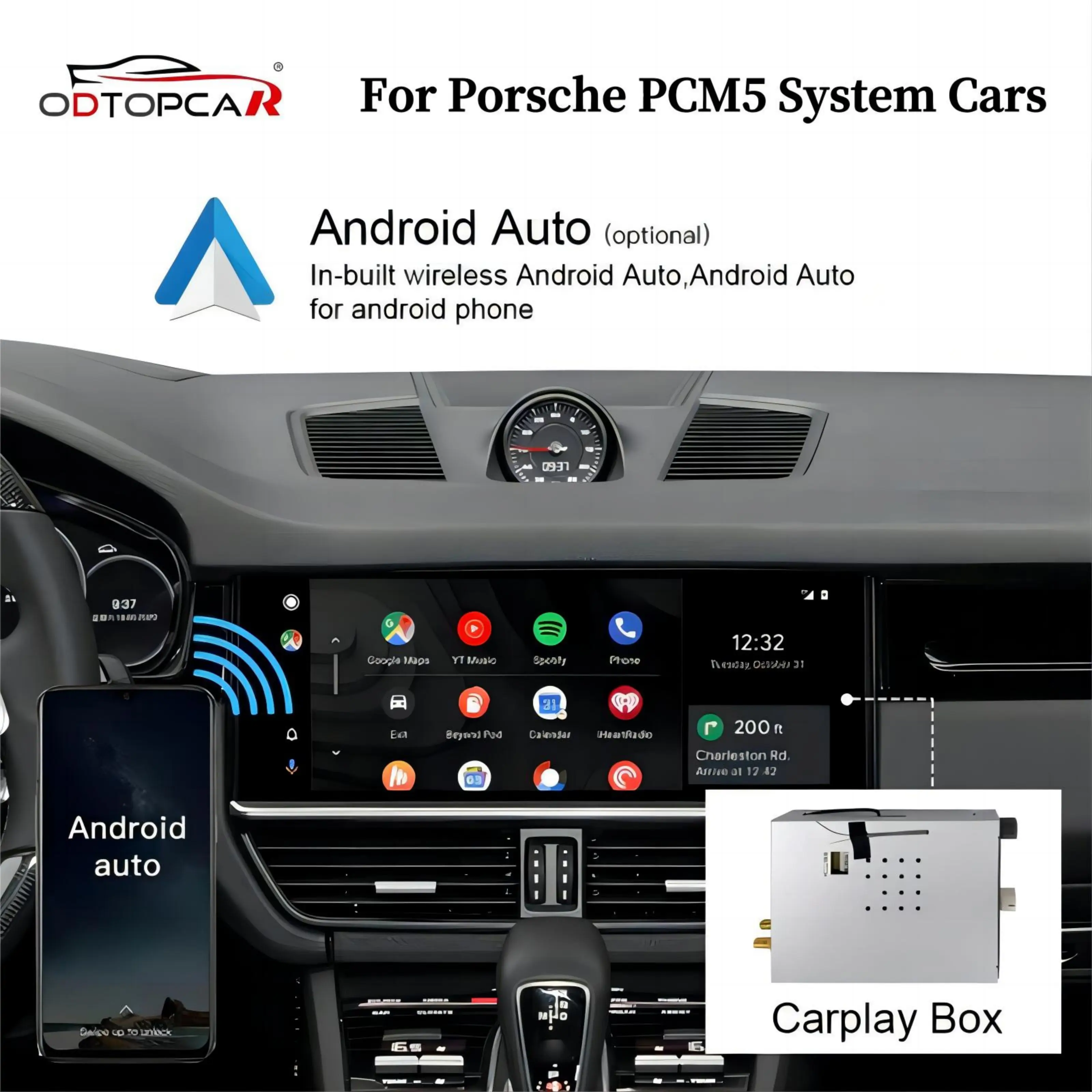 Android Auto Wireless Adapter for Porsche with Android System Navigation Multimedia Video AI Box Audio MirrorLink Apple CarPlay