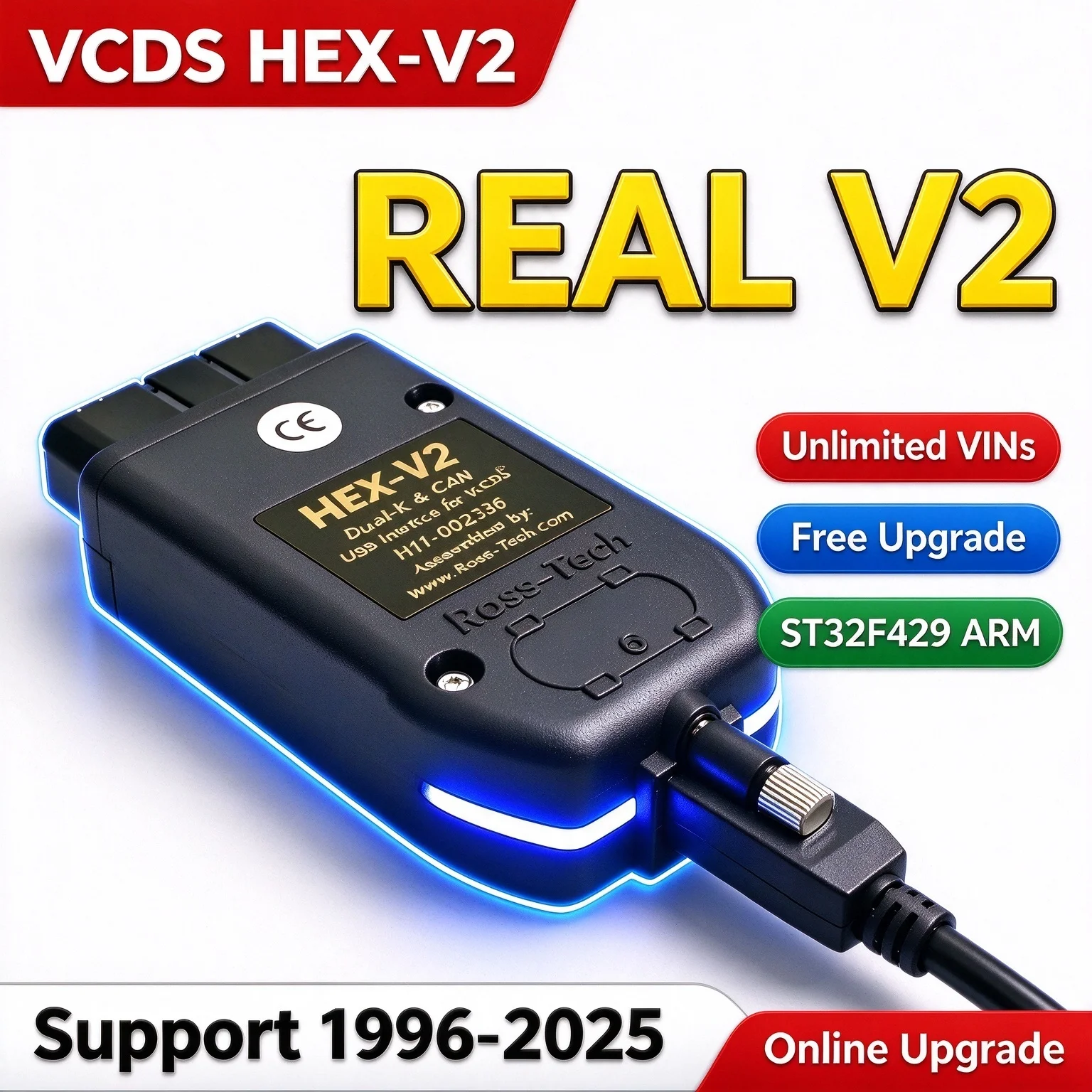 Real HEX-V2 STM32F429 ARM VAGCOM Online-upgraded V26.3 Multilingual Unlimited Vins For VW/AUDI/Skoda/Seat Diagnostic Cable