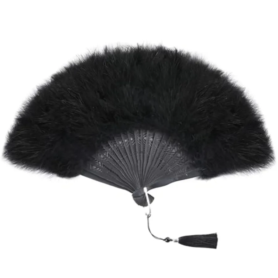 

Marabou Feather Fan - Renaissance Fan, Rave Fan, Hand Fan Foldable, Marabou Feather Fan for 1920s Gatsby Party, Clothing Access