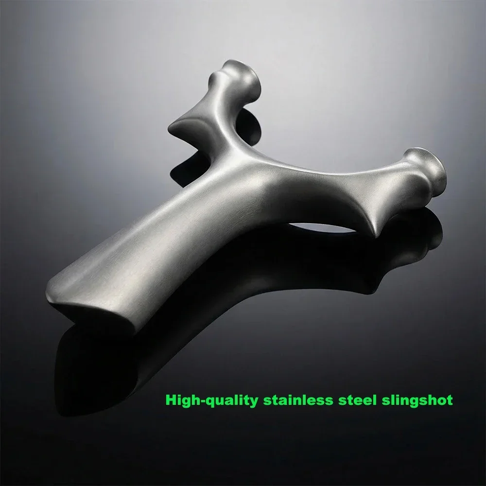 High Quality Silver One-piece Stainless Steel Slingshot Portable Pocket Hunting Shooting Slingshot Shooting Target Practice