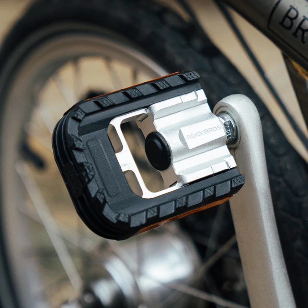 

Aluminum Alloy Folding Bike Pedals with Reflective Strips, 9/16 inch Non-Slip Wide Platform Cycling Pedals for MTB, Road Bike