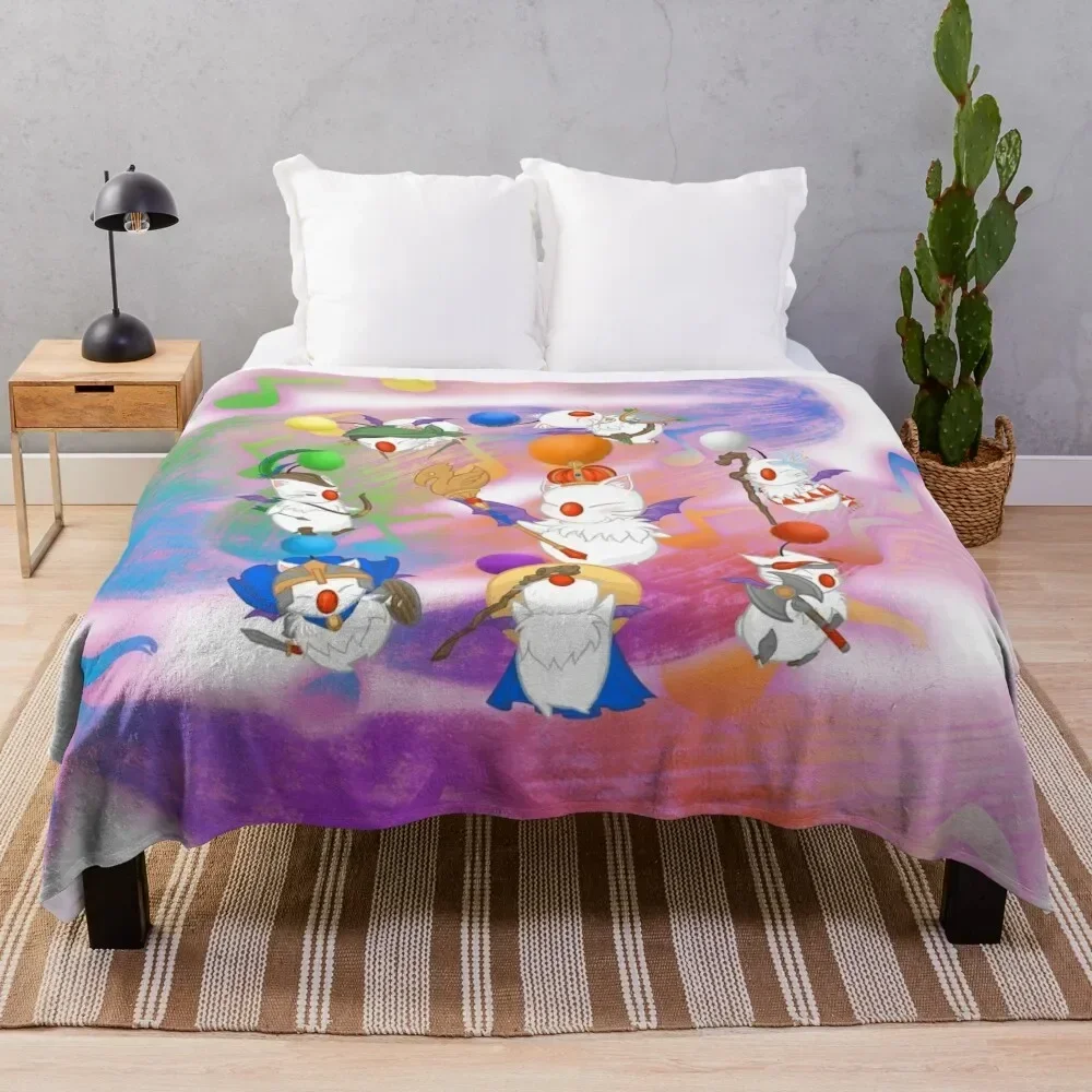 Thornmarch Extreme - Good King Moogle Mog XII from FF14 Original Art Throw Blanket Camping Hairys Blankets