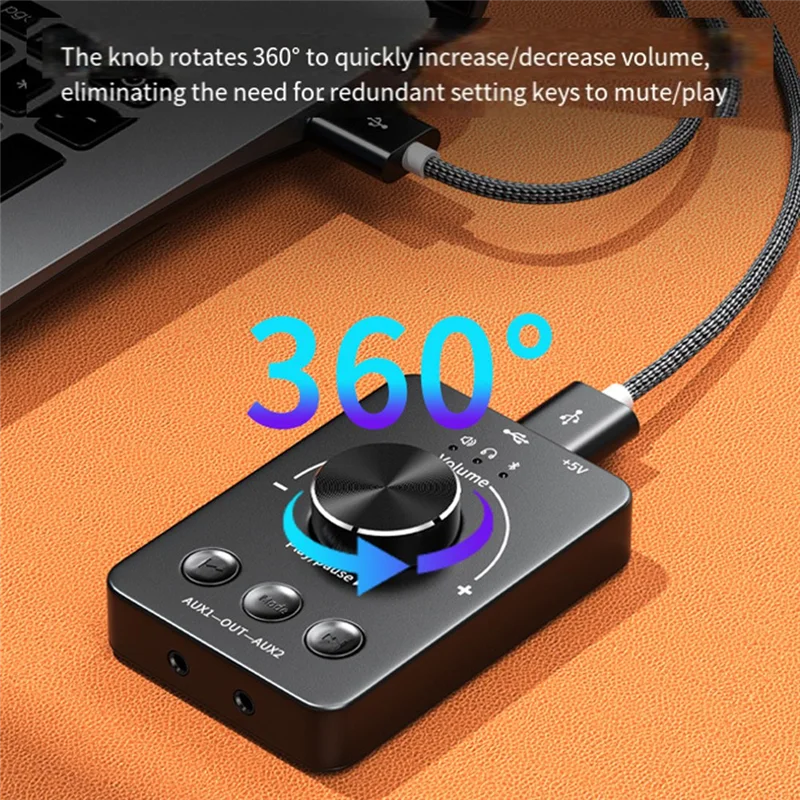 Контроллер звука USB Компьютерная ручка регулировки громкости Bluetooth-совместимая - Ручка регулировки внешнего регулятора громкости-AT64