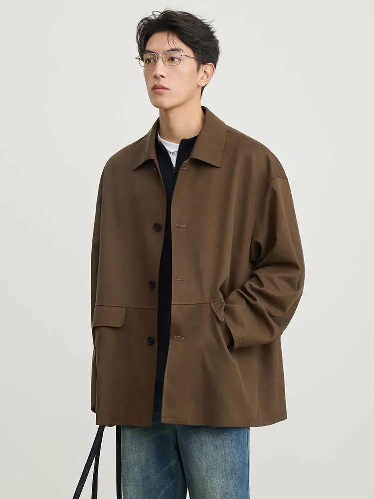 

Весна-Осень 202, мужская короткая ветровка, пальто с лацканами, элитная повседневная верхняя одежда для мужчин