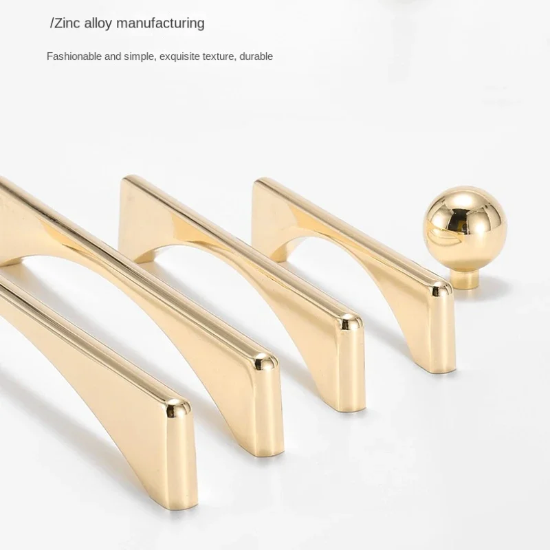 Nordic Gold Light Luxury Cabinet Door Handle Solid Zinc Alloy Handle Furniture Hardware Drawer Door Handle