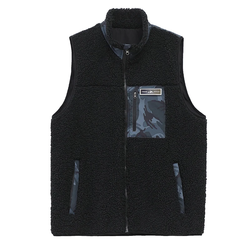 

Mens Fuzzy Sherpa Fleece Vest Jackets Oversized Casual Trendy Patch Design Cozy Warm Sleeveless Autumn Winter Outerwear