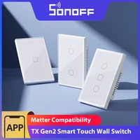 SONOFF TX Gen2 US interruptor de pared táctil inteligente T6 120 relé de separación de materia localizador de interruptor nocturno ajustable Compatible con ecosistema Apple