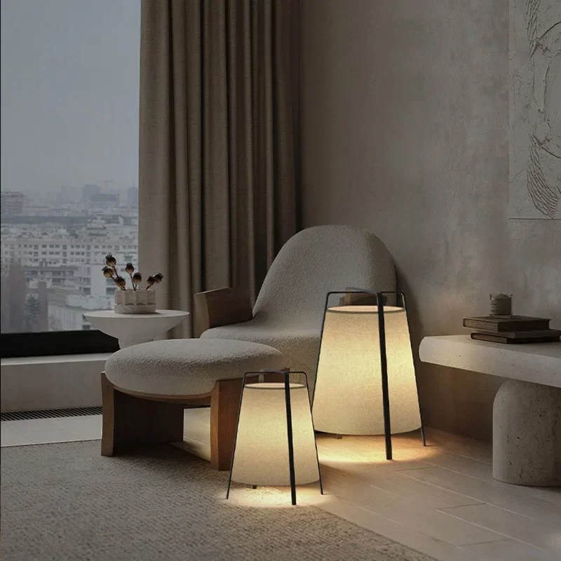 

Japanese Retro Fabric Floor Lamp Lampara Led Quiet Iron Living Room Lights Modern Bedroom Designer Art Corridor Standing Lamp