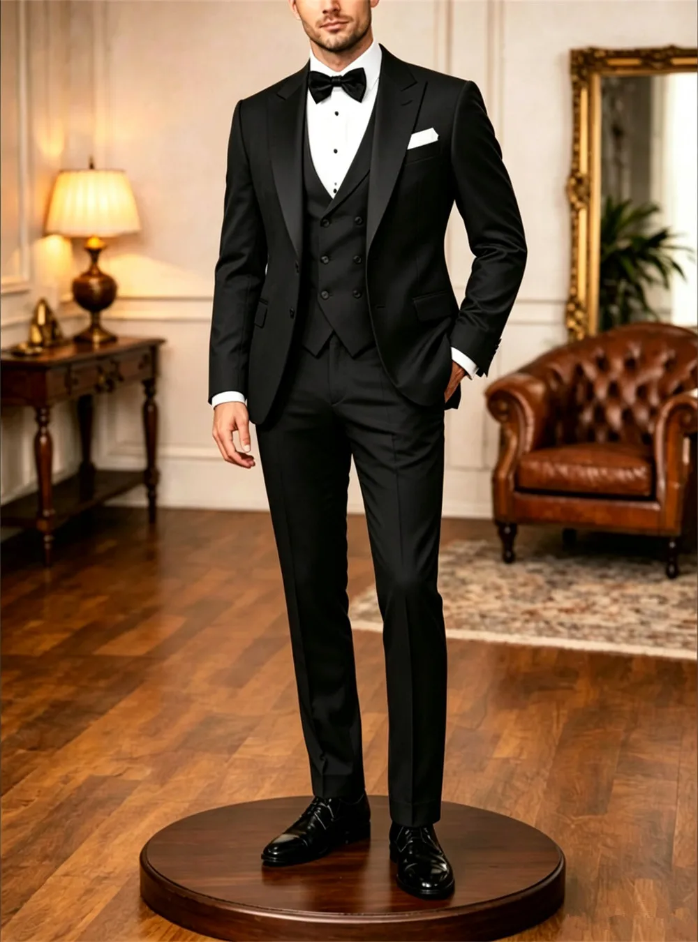 

Men’s Suits Black Tuxedo 3 Piece Tailored Wedding Suit Slim Fit Bespoke Formal Office Event Men's Suit (Jacket+Vest+Pants)