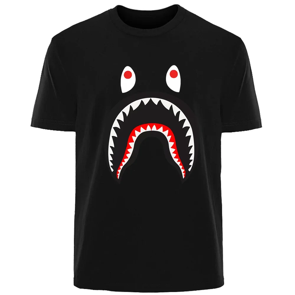 Shark Harajuku Creative Print Summer High Quality Men's 100% Cotton Breathable T-Shirt Street Casual Fashion Men's Streetwear