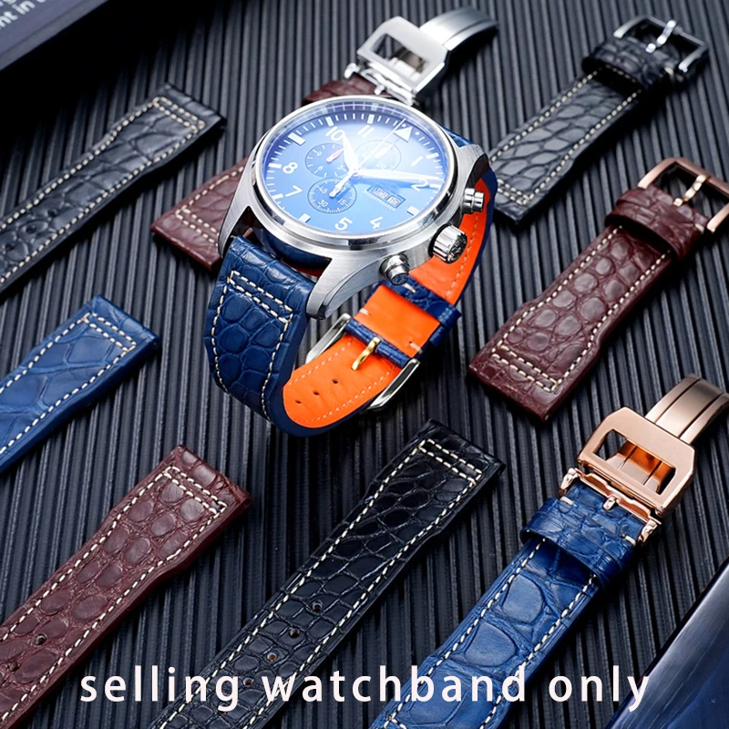 Extended leather watch strap for IWC Tissot Armani Nishitetsu Thick and chubby wrist long cowhide bracelet 20MM 22MM watchband