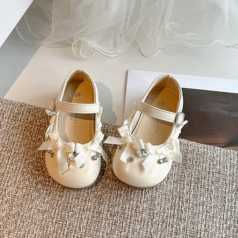 

2025 Autumn New Kids MaryJanes Round Toes Sweet Girls Princess Dance Shoes Fashion Soft Bottom Children Flat Shoes Elegant Trend