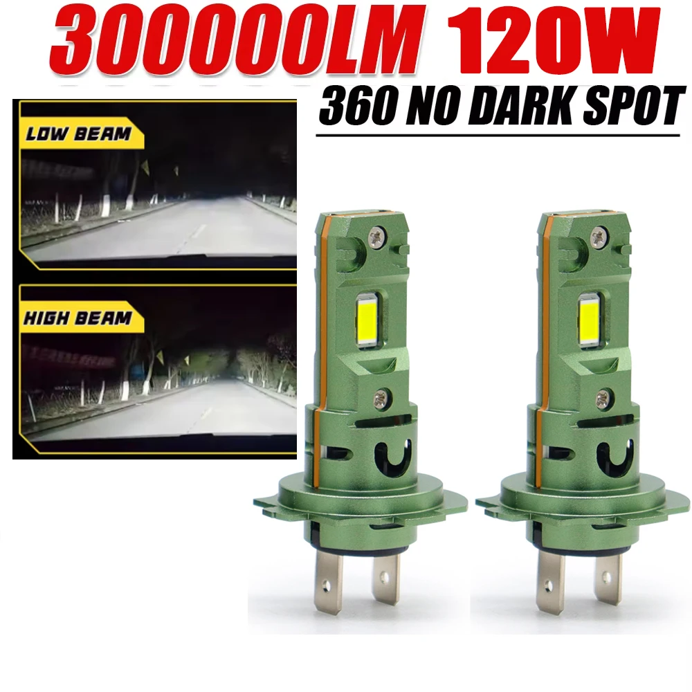 

H7 H4 LED Headlights 120W Canbus No Error LED Auto Fog Lamps CSP Chip High Low Beam Wireless 1:1 Size LED Bulbs Plug And Play