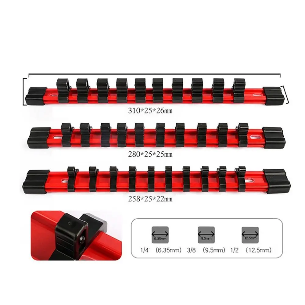1 ชิ้น 1/4 "3/8" 1/2 "ซ็อกเก็ตประแจผู้ถือ Traight Rail Bracket Wall ผู้ถือ SOCKET Organizer ประแจเก็บกล่องเครื่องมือพลาสติก