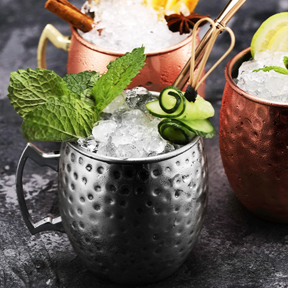 500ml Moscow Mule Copper Mugs Vodka Beer Wine Cup Cocktail Mugs Travel Bar Drinkware Tools Creative Metal Mug Bar Drinkware