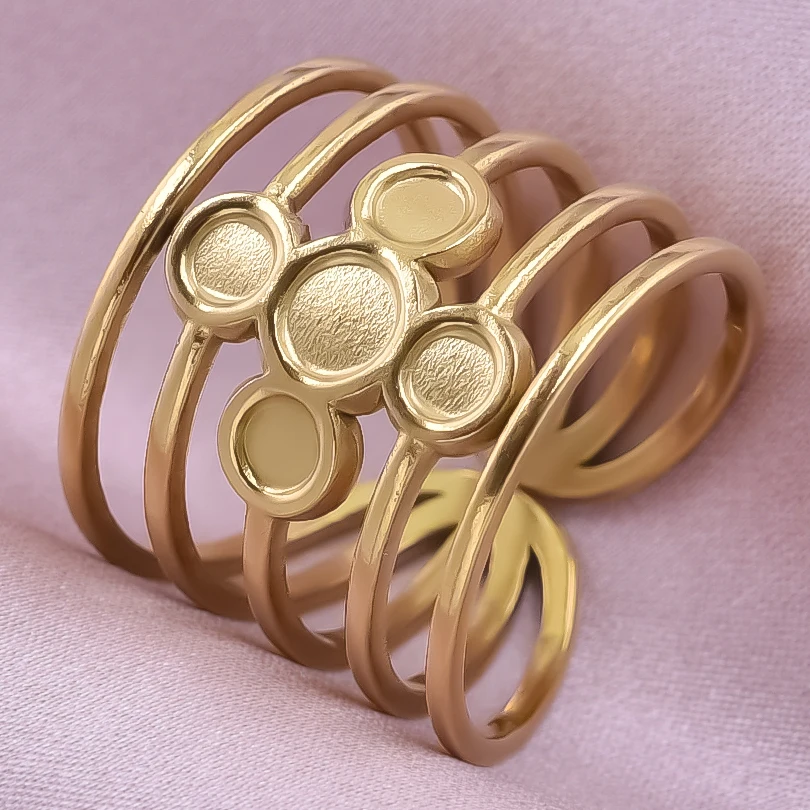 6 teile/los Vergoldet Edelstahl Basis Ringe Einstellungen DIY Blank Knuckle Ringe für Frauen Schmuck Charms Nie Verblassen Großhandel – Detail 10