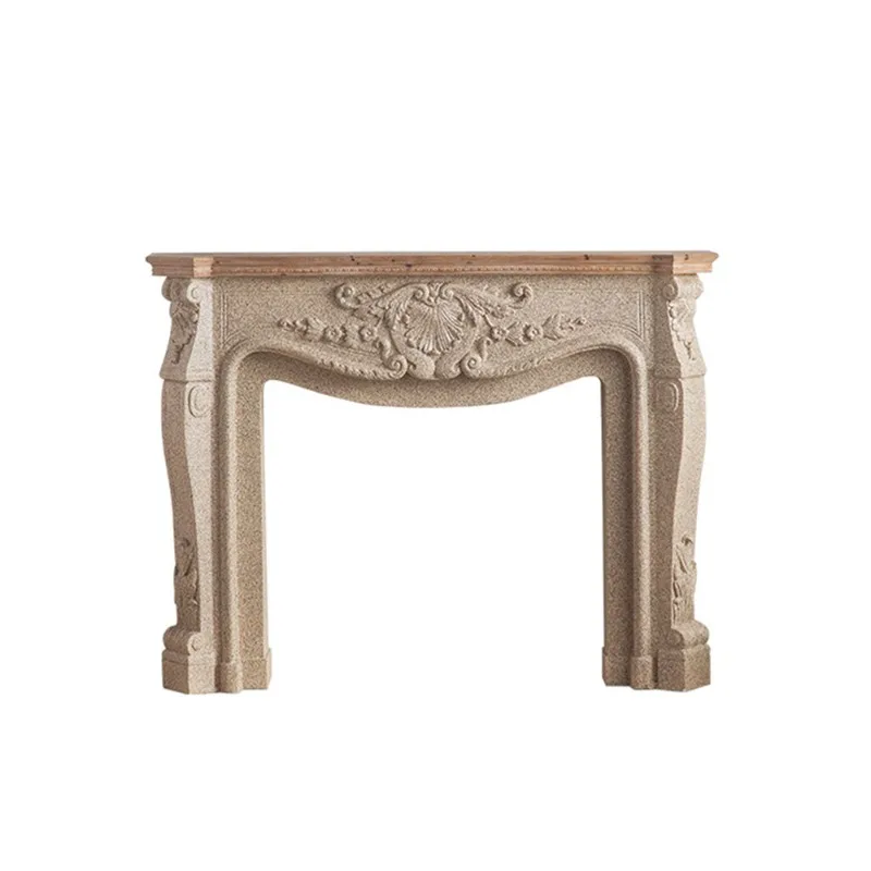 French retro solid wood fireplace American marble porch cabinet French living room decorative cabinet European fake fire firepla