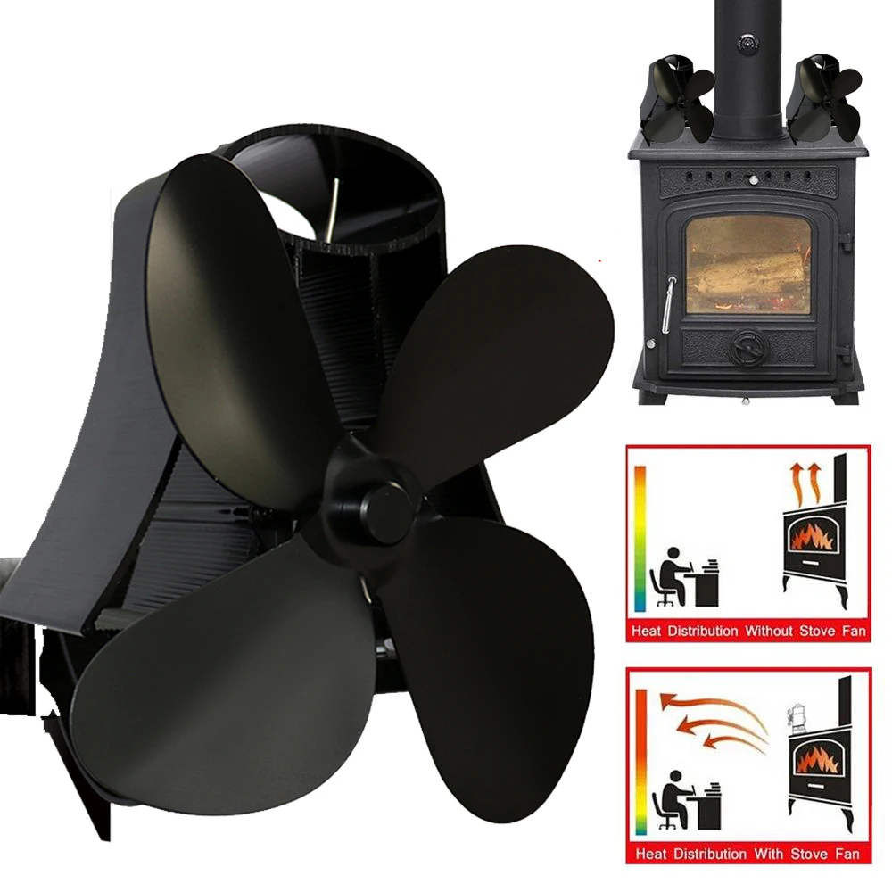Multi-colored 4 Blade Fireplace Fan High Temperature Magnet Wall Mount For Log Wood Burner Quiet Efficient Household Fireplaces