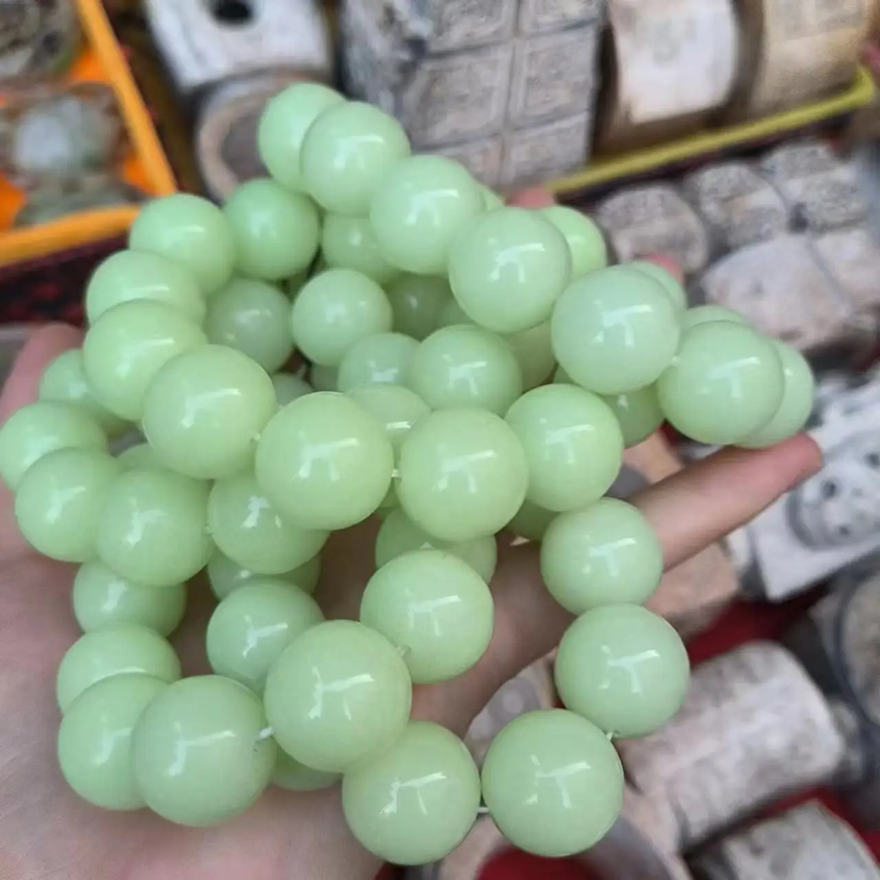 1pcs/lot luminous stone single-lap ball bracelet Green Pearl of the Night Collectible Ethnic style exquisite jewelry taki rare