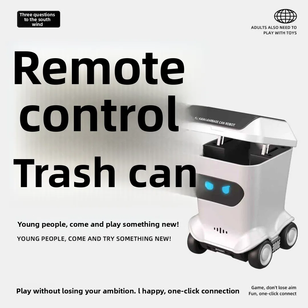 Wen Nanfeng Full Proportional Mini RC Trash Can Remote Lid Opening Rechargeable DIY Stickers Desk Novelty Toy Birthday Gift