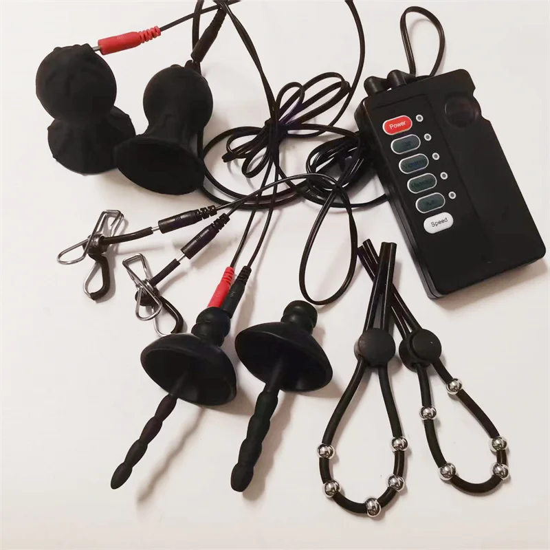 صدمة كهربائية سيليكون مجرى البول السبر موسع الحلمات مصاصة كليب القضيب المدرب خاتم الديك الحصان العين قضيب الجنس لعب الرجال