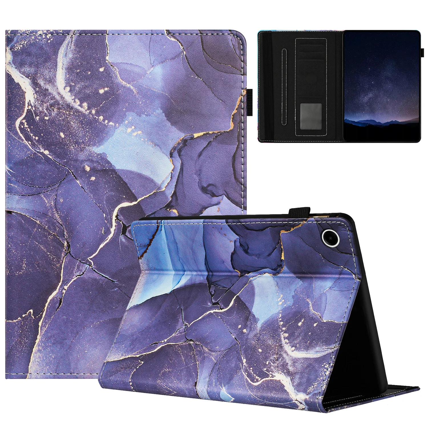 

PU Leather Case for Samsung Galaxy Tab A11 Plus 2025/A9 Plus 2023 11inch Tablet Cases Galactic Marble Pattern with Pencil Holder