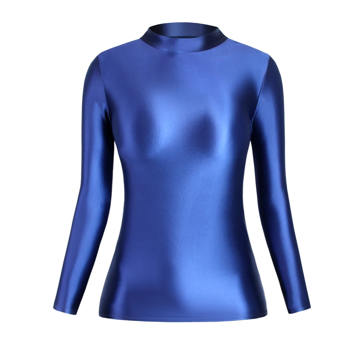 MJINM Lucido Shiny Soild Spandex Canottiera elastica Yoga Fitness Casual T-shirt professionali Abbigliamento sportivo Allenamento Bottoming Top