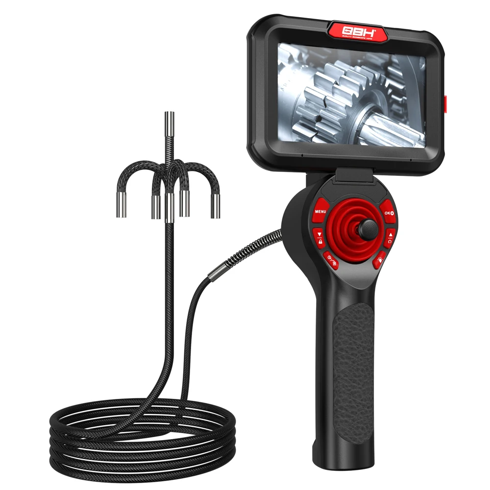 Industrial Endoscope Camera 2MP 3.9mm 1m Flexible Cable 720° Universal 4-Ways Rotation 5Inch Screen Borescope Inspection Camera