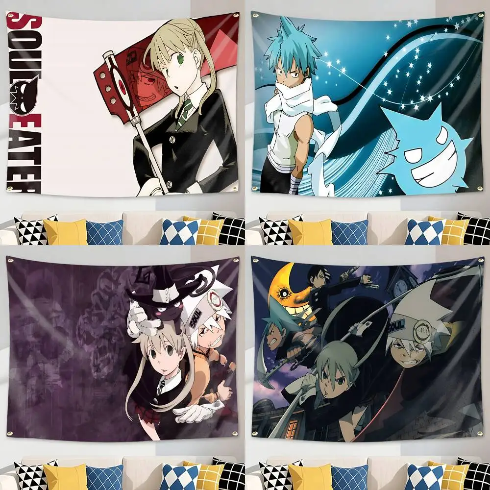 Manga Soul Eater Merchandise Flag Tapestry Banner for Bedroom Living Room Outdoor Camping Custom Supported