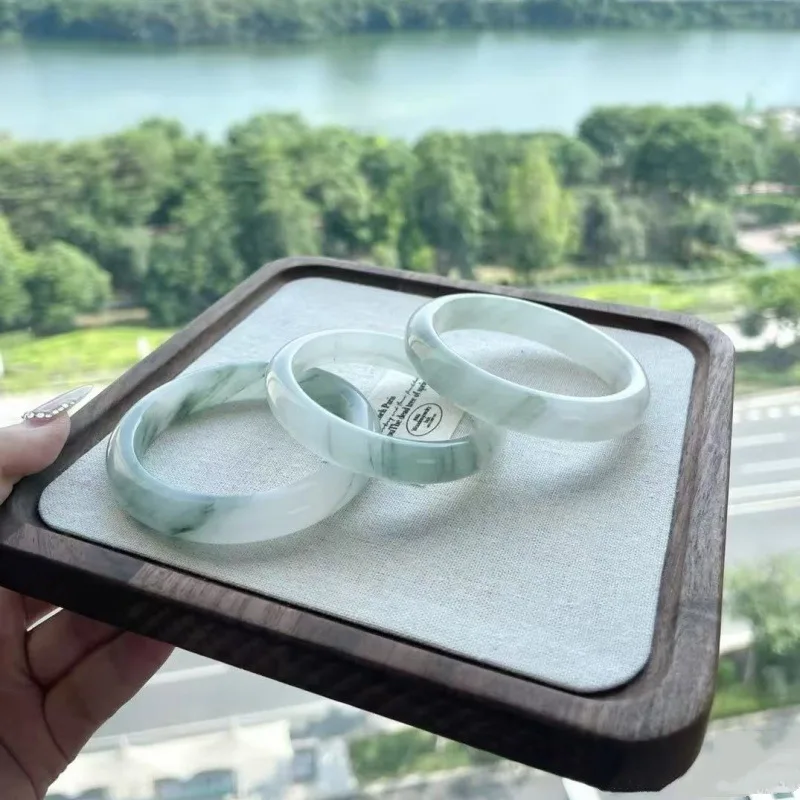 

Синьцзян Сюйкуй плавающий цветок золотая проволока чистая натуральная мода Тяньшань изумрудный плоский нефритовый цветной браслет женский подарок идеальный