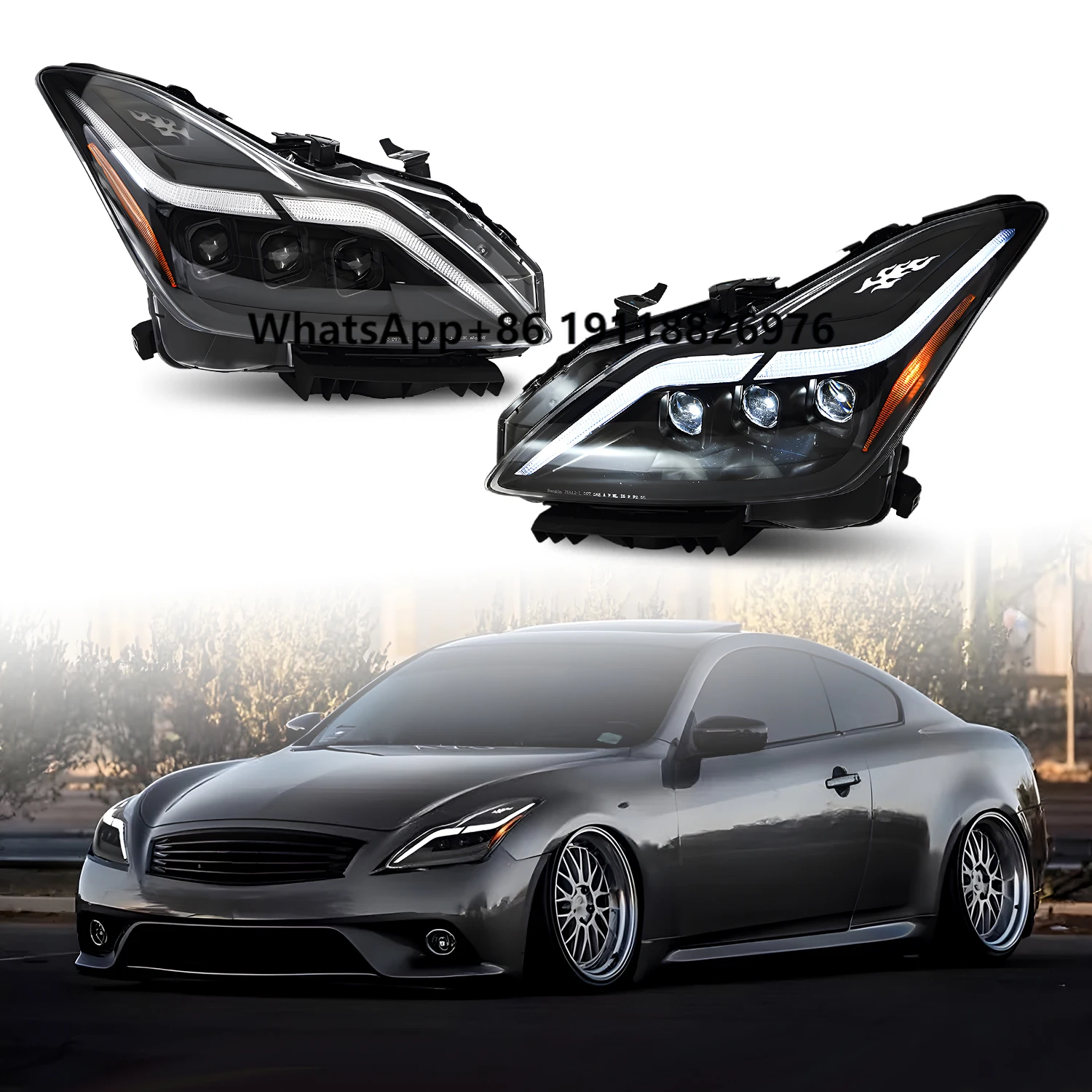 

HCMOTIONZ LED Headlights for Infiniti G37 2008-2013 DRL Start up Animation Q60 Coupe Convertible 2014-2015 Car Front Lamps