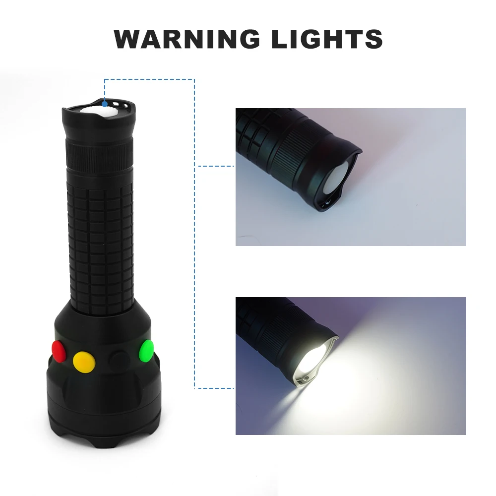 signal light red-yellow-green-white light High power led flashlight 5000mah recharge able lamp Fishing Rotating Hunting Lights