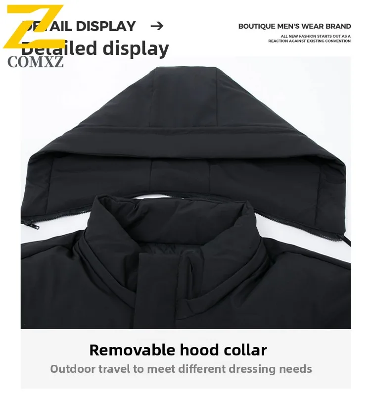 سترة قطن رجالية 2025 طبعة جديدة مع القطن سميكة الباردة والدليل على الدافئة مقنعين معطف بايك الترفيه في الهواء الطلق معطف القطن الموضة #5